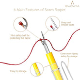 Seam Ripper 4pcs Stitch Eraser Thread Cutter Small Clothes Tag Remover Seam Rippers for Sewing Crafting Thread Removing (4 Colors)